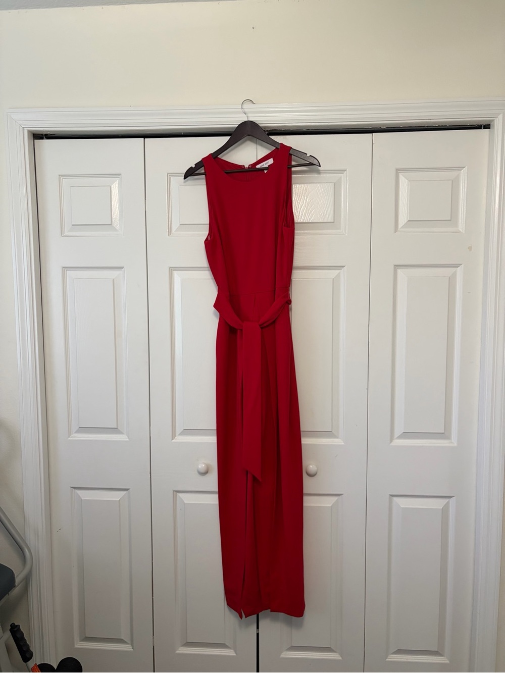 Nine West Red Sleeveless Maxi with Waist Tie